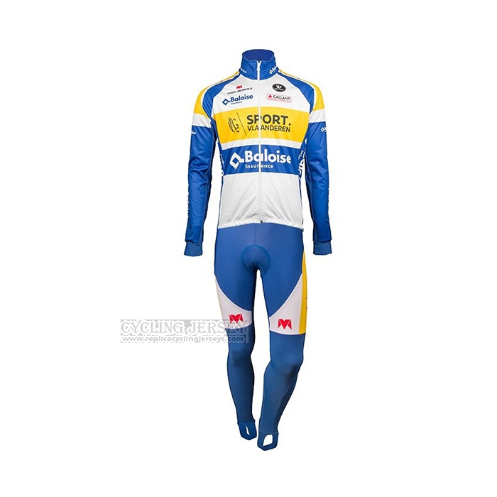 2018 Cycling Jersey Sport Vlaanderen-Baloise Blue White Yellow Long Sleeve and Bib Short